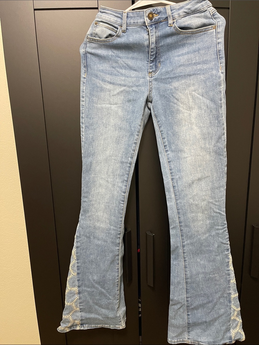 Guess Light Blue Flared Jeans with Side Lace Trim